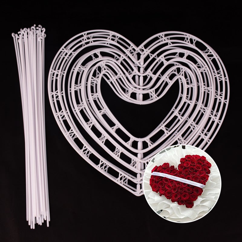 Chinese Valentine'S Day Heart Rose Shaper Heart-Shaped Bouquet Flower Arrangement Artifact Flower Shop Flower Floral Packaging Materials - Image 3